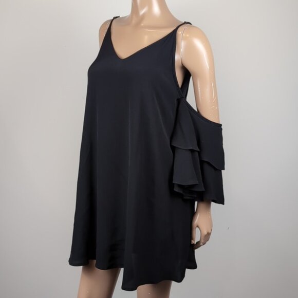 Audrey 3+1 Cold Shoulder Swing Dress Ruffle Sleeve Cami Vneck Party Cocktail - Picture 4 of 10